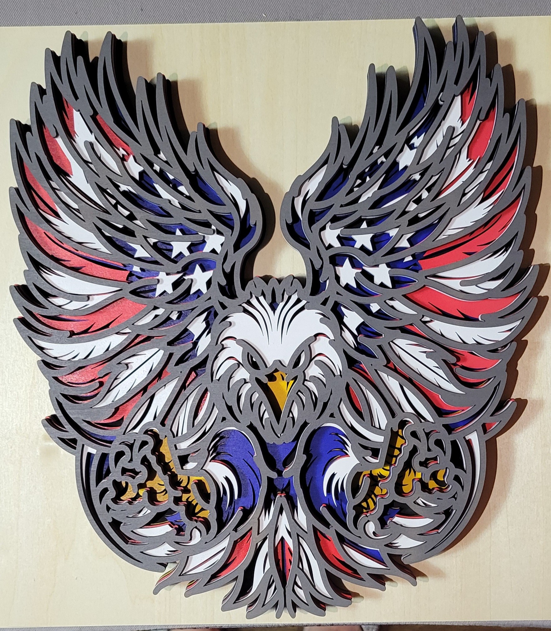 Wooden Eagle on Wall.